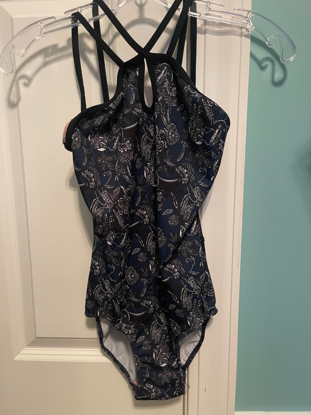 Eleve Dancewear Navy Floral Strappy-Back Leotard